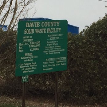 Davie County Solid Waste Recycling - Entrance sign with the hours and rules - Recycling Center Near Me - Mocksville, North Carolina Davie County Solid Waste Recycling - Entrance sign with the hours and rules - Recycling Center Near Me - Mocksville, North Carolina