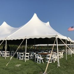 Twin Coves Tent & Party Rental - 60 x 100 Century pole tent at a marina.