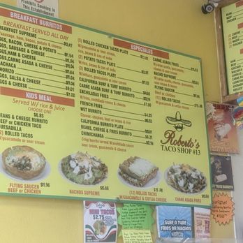 Roberto's Tacos Shop 13 - Breakfast burritos, kids meals, and specials menu - Fast Food Near Me - Oceanside, California Roberto's Tacos Shop 13 - Breakfast burritos, kids meals, and specials menu - Fast Food Near Me - Oceanside, California