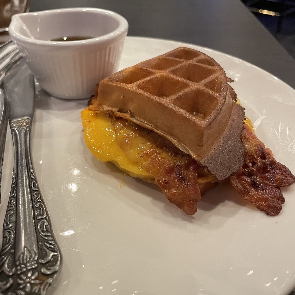Cloud Parlor Speakeasy Cafe - Waffle sandwich with bacon and egg - Coffee & Tea Near Me - Cocoa Beach, Florida