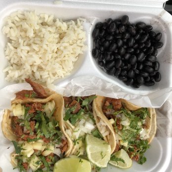 Taco Cantina - Three carnitas street tacos, rice and black beans. - Mexican Near Me - Smyrna, Georgia