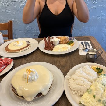 Moke’s Bread And Breakfast - Omelet with side of rice 2 ordered of guava pancakes Biscuit breakfast - Breakfast & Brunch Near Me - Honolulu, Hawaii Moke’s Bread And Breakfast - Omelet with side of rice 2 ordered of guava pancakes Biscuit breakfast - Breakfast & Brunch Near Me - Honolulu, Hawaii