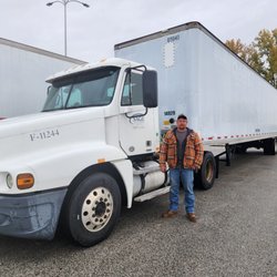 Sage Truck Driving Schools - Muncie - Student in front on Sage Truck Driving school training truck.