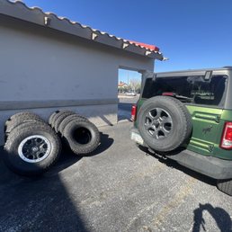 5 wheels w/ old tires, 5 new tires to swap, and 5 wheels and tires currently on my car that were taken off.