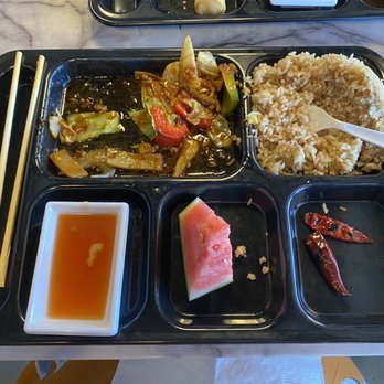 Hong Kong Station - Szechuan shrimp lunch special which was so good I devoured it before I took a picture! - Chinese Near Me - Centennial, Colorado