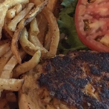 Blue Moon Beach Grill - Blackened crab cake sandwich. Very good. Loved the sauce - Seafood Near Me - Nags Head, North Carolina Blue Moon Beach Grill - Blackened crab cake sandwich. Very good. Loved the sauce - Seafood Near Me - Nags Head, North Carolina