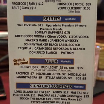 Laugh Factory - Drink menu (as of our 9/26/26 visit). - Comedy Clubs Near Me - Covina, California