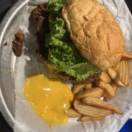 Vegan Burger with Cheddar and Fries Vegan Burger with Cheddar and Fries