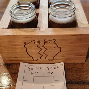 Penny Pinchers Brewing CO. - four penny pinchers in a wooden box - Brewpubs Near Me - Millbury, Massachusetts