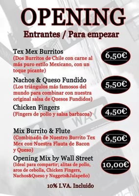 Menu photo 4 Wall Street Moncada, V Menu photo 4 Wall Street Moncada, V