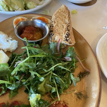Superba Food + Bread Venice - Salmon salad schmear plate in the front goddess salad in the back. Side of tuna - New American Near Me - Venice, California Superba Food + Bread Venice - Salmon salad schmear plate in the front goddess salad in the back. Side of tuna - New American Near Me - Venice, California