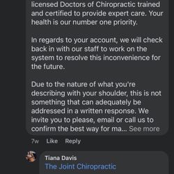 The Joint Chiropractic - Communication between the manager and I as well as results from my MRI.