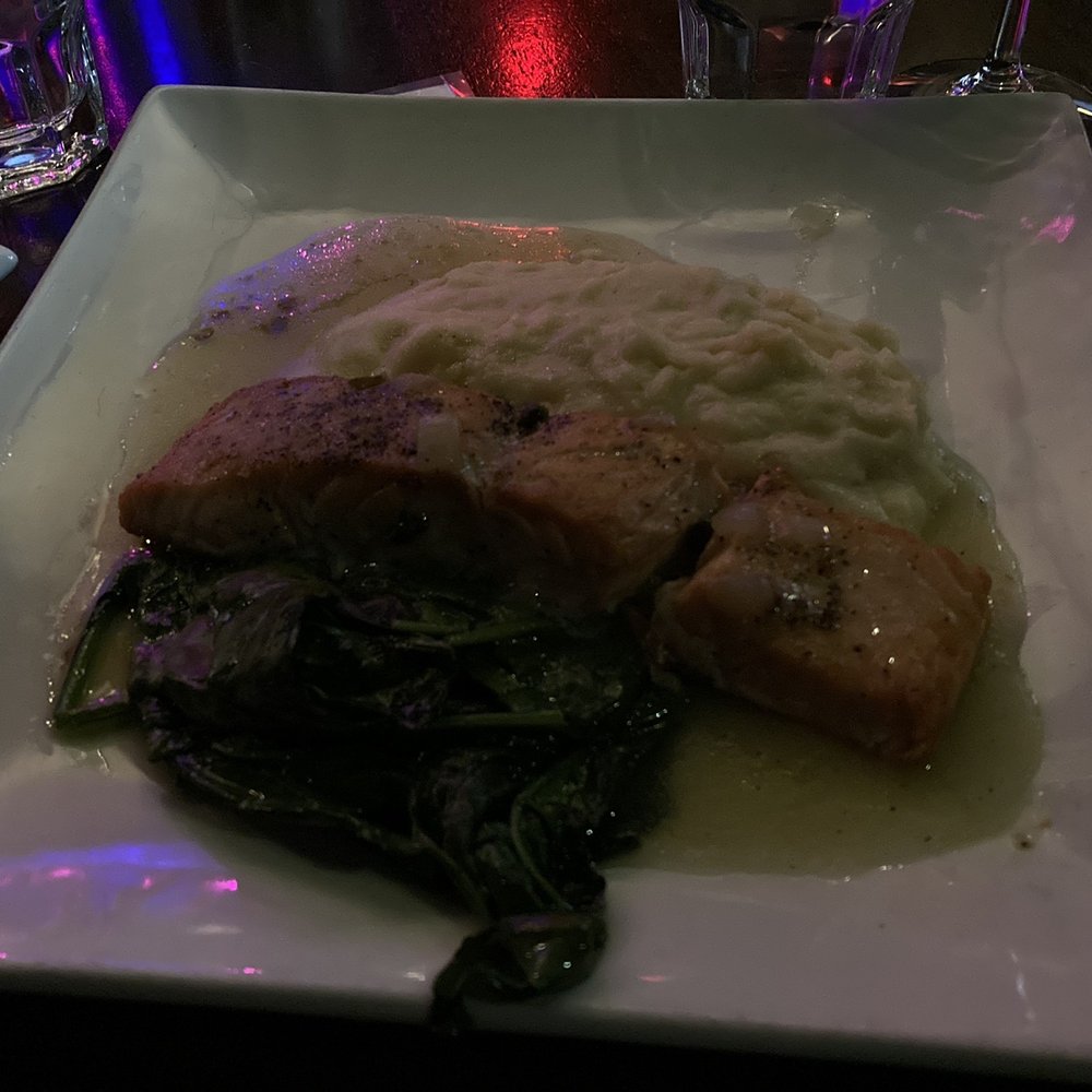 Dazzle - Salmon spinach and mashed potatoes - Jazz & Blues Near Me - Denver, Colorado Dazzle - Salmon spinach and mashed potatoes - Jazz & Blues Near Me - Denver, Colorado