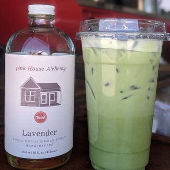 Saved By The Well - Iced Lavender Matcha Latte (organic direct trade matcha, new 2 ingredient small batch lavender syrup) - Coffee & Tea Near Me Saved By The Well - Iced Lavender Matcha Latte (organic direct trade matcha, new 2 ingredient small batch lavender syrup) - Coffee & Tea Near Me