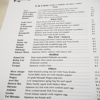 KUSAKABE - Ala cart menu as of 5/2018 - Sushi Bars Near Me - San Francisco, California KUSAKABE - Ala cart menu as of 5/2018 - Sushi Bars Near Me - San Francisco, California