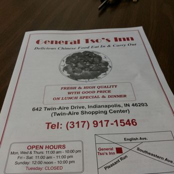 General Tso Inn - Menu business information page. - Chinese Near Me - Indianapolis, Indiana