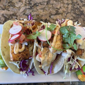 Blue Seafood & Grill - Halibut Tacos (3) - Seafood Near Me - Arroyo Grande, California Blue Seafood & Grill - Halibut Tacos (3) - Seafood Near Me - Arroyo Grande, California