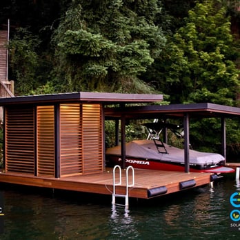 Elemental Energy - This custom dock is outfitted with an off-grid solar system to power accent lighting, plugs and a boat lift. - Solar Installation Near Me - Portland, Oregon Elemental Energy - This custom dock is outfitted with an off-grid solar system to power accent lighting, plugs and a boat lift. - Solar Installation Near Me - Portland, Oregon