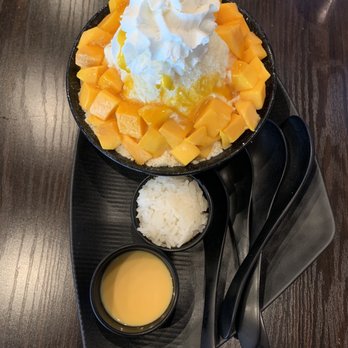 Asiatique Eatery - Mango Sticky Rice Shaved Ice (sides: sticky rice and mango condensed milk) - Asian Fusion Near Me - Ventura, California Asiatique Eatery - Mango Sticky Rice Shaved Ice (sides: sticky rice and mango condensed milk) - Asian Fusion Near Me - Ventura, California