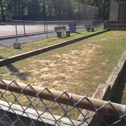 Besides tennis courts, there is this sructure, tbut I don't know what it's for. Is it for bocce or for horseshoes?