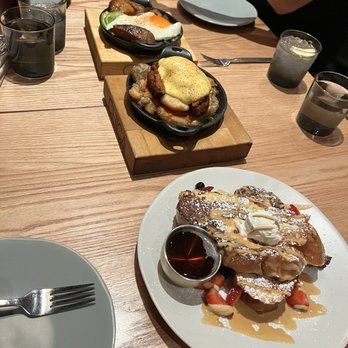 CHICA - Paisa breakfast bowl, Eggs Benedict Cazuela, and dulce de leche French toast - Latin American Near Me - Las Vegas, Nevada