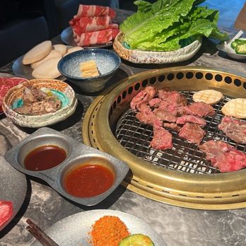 Gan-Hoo BBQ - Mushrooms, beef tongue and beef chuck - Korean Near Me - New York, New York Gan-Hoo BBQ - Mushrooms, beef tongue and beef chuck - Korean Near Me - New York, New York