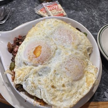 84th Classic Cafe - Meat Lovers Skillet (no bacon and over easy eggs) - Diners Near Me - West Allis, Wisconsin 84th Classic Cafe - Meat Lovers Skillet (no bacon and over easy eggs) - Diners Near Me - West Allis, Wisconsin