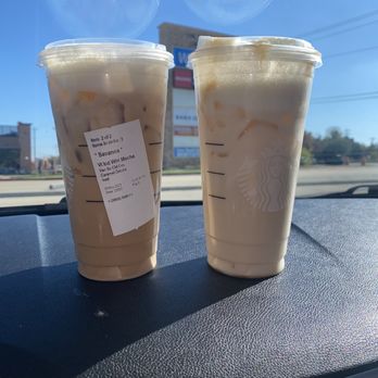 Starbucks - the first drink given to me (left) and what i had them remade (right) - Coffee & Tea Near Me - Cross Roads, Texas