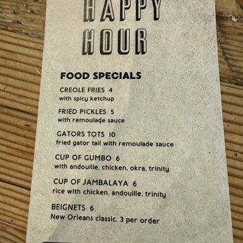 The Parish Cafe - Happy hour menu - Cajun/Creole Near Me - Healdsburg, California