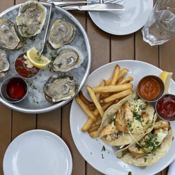Teddy's By The Sea - Fresh Oysters and Fish Tacos with French Fries on side - Seafood Near Me - Carpinteria, California