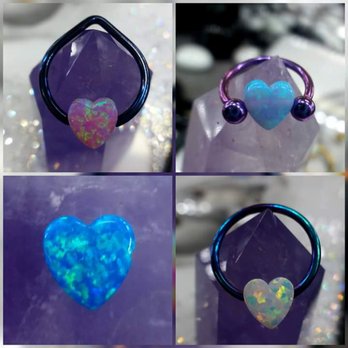 4 Nineteen Ink - Captive vead ring heart shaped opals! Im in the In shop Wednesday through Saturday 12pm-10pm - Piercing Near Me - Toledo, Ohio 4 Nineteen Ink - Captive vead ring heart shaped opals! Im in the In shop Wednesday through Saturday 12pm-10pm - Piercing Near Me - Toledo, Ohio