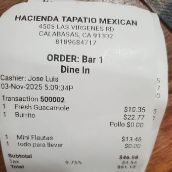 Hacienda Tapatio - Mexican Near Me - Calabasas, California