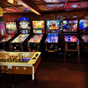 Dusty Star Saloon - a row of pinball machines - Barbeque Near Me - Kalispell, Montana Dusty Star Saloon - a row of pinball machines - Barbeque Near Me - Kalispell, Montana