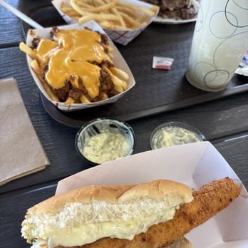 On the Farm - Icelandic Haddock Handcut Fish Fry French Fries with Chili and Cheese French Fries Bacon Cheese Double Burger - Ice Cream & Frozen Yogurt Near Me - Latham, New York On the Farm - Icelandic Haddock Handcut Fish Fry French Fries with Chili and Cheese French Fries Bacon Cheese Double Burger - Ice Cream & Frozen Yogurt Near Me - Latham, New York