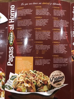 Menu photo 2 Las Fabulosas Papas Leon, GUA