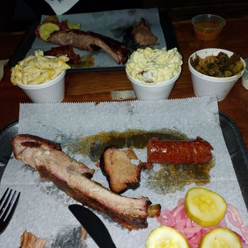 BIG8 BBQ - Three meats (brisket sausage, ribs, brisket). - Barbeque Near Me - Cape Coral, Florida