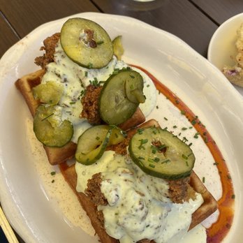 Tupelo Honey Southern Kitchen & Bar - Mac & Mac-N-Cheese Waffles with Asheville Hot Fried Chicken* - Southern Near Me - Denver, Colorado Tupelo Honey Southern Kitchen & Bar - Mac & Mac-N-Cheese Waffles with Asheville Hot Fried Chicken* - Southern Near Me - Denver, Colorado