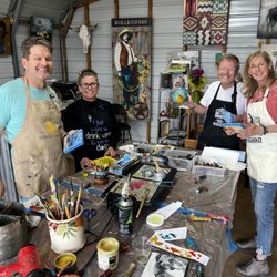 Angel Wynn Art - Group of participants inside Angel Wynns art studio