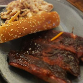 City Barbeque - 2 meat plate, three bones and pulled chicken - Barbeque Near Me - Sandy Springs, Georgia