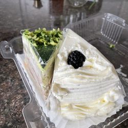 Bravo! Café and Bakery - Green Tea slice and Vanilla Fruit Cake slice