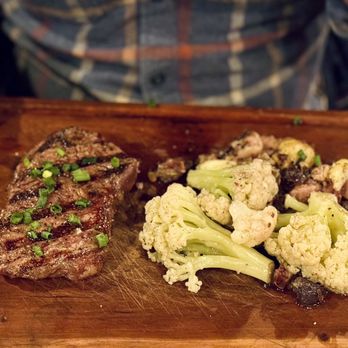Fork & Fig - NY Strip - didn't catch it before the steak was moved off the tower of veggies and the first bite happened :) - Burgers Near Me - Albuquerque, New Mexico