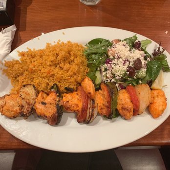 Panini Kabob Grill - Chicken Shish Kabob with Mediterranean Greek Salad and Bulgar Pilaf - Mediterranean Near Me - Riverside, California Panini Kabob Grill - Chicken Shish Kabob with Mediterranean Greek Salad and Bulgar Pilaf - Mediterranean Near Me - Riverside, California
