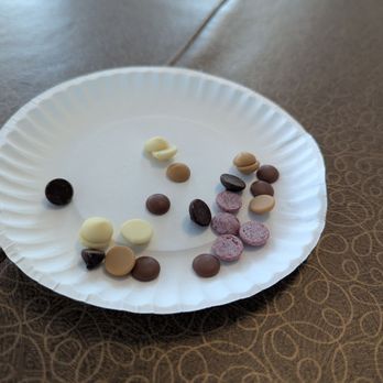 Sweet Pete's Candy - Samples for the dark, milk, white, and red chocolate chips - Candy Stores Near Me - Jacksonville, Florida Sweet Pete's Candy - Samples for the dark, milk, white, and red chocolate chips - Candy Stores Near Me - Jacksonville, Florida