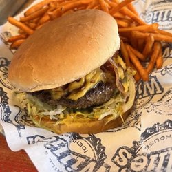 Willie's Grill & Icehouse - Cheese Willie Burger and Sweet Potato Fries