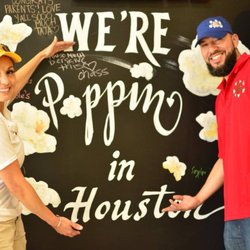 Popcorn Blast - We're Poppin in Houston, pop by and see us! You can write on our chalk board wall while sampling some of our many flavors.