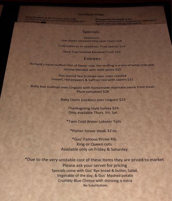 Menu photo 1 Gus's Restaurant & Tavern New Windsor, NY