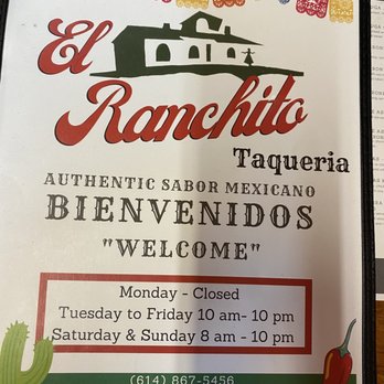 El Ranchito - Menu at El Ranchito - Mexican Near Me - Columbus, Ohio