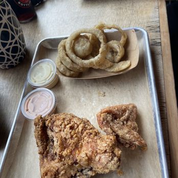 Lovebird - Fried chicken breast and wing and gluten free onion rings! - Chicken Shop Near Me - Doylestown, Pennsylvania