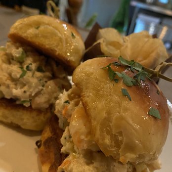 Rella - Homemade Parker house rolls engulfing an amazing shrimp salad - Seafood Near Me - Rochester, New York Rella - Homemade Parker house rolls engulfing an amazing shrimp salad - Seafood Near Me - Rochester, New York