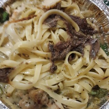 La Bella Pizza Hillside - Build Your Own pasta with fettuccine,  alfredo,  Italian sausage,  Hatch chilies,  anchovy and spinach - Italian Near Me - Amarillo, Texas